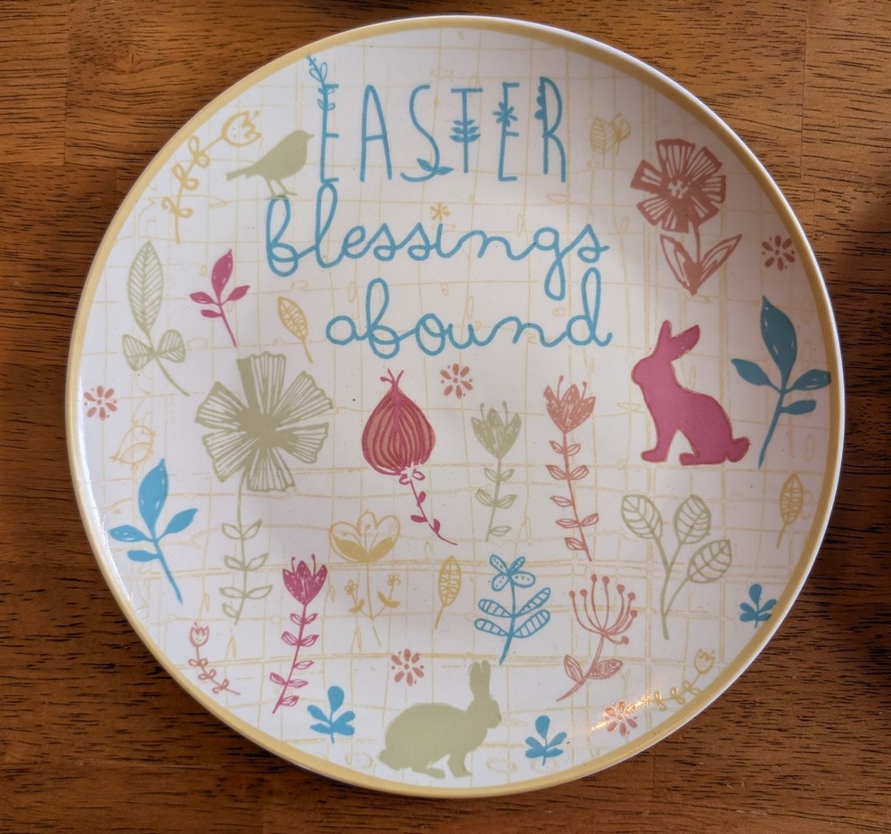 Certified Int'l AMYLEE WEEKS EASTER BUNNY Rabbit Blessings Abound dessert plates