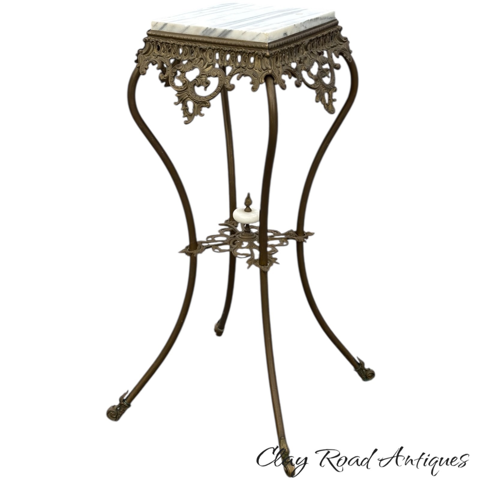 antique victorian bronze ornate marble top plant fern stand pedestal 1890