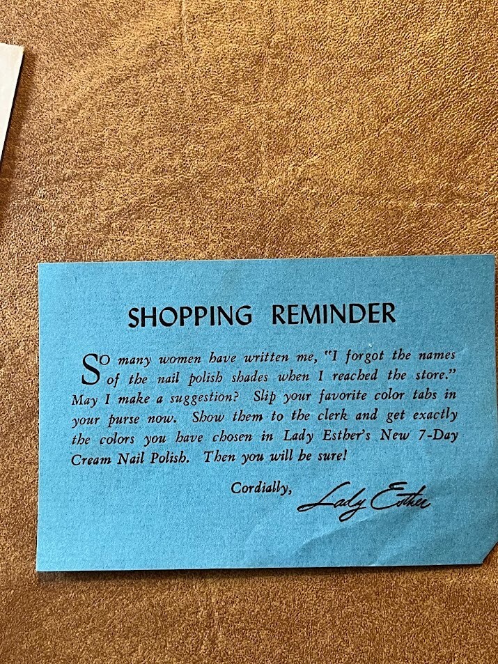 Lady Esther's Lucky Nail Tips Sample Mailer Chicago IL