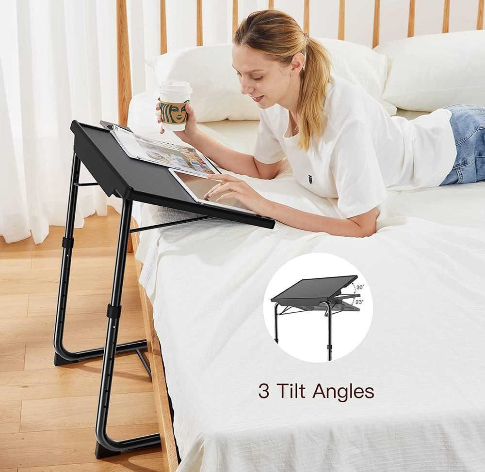 HUANUO Adjustable TV Tray Table - Dinner on Bed & Sofa, 1 pack, Black