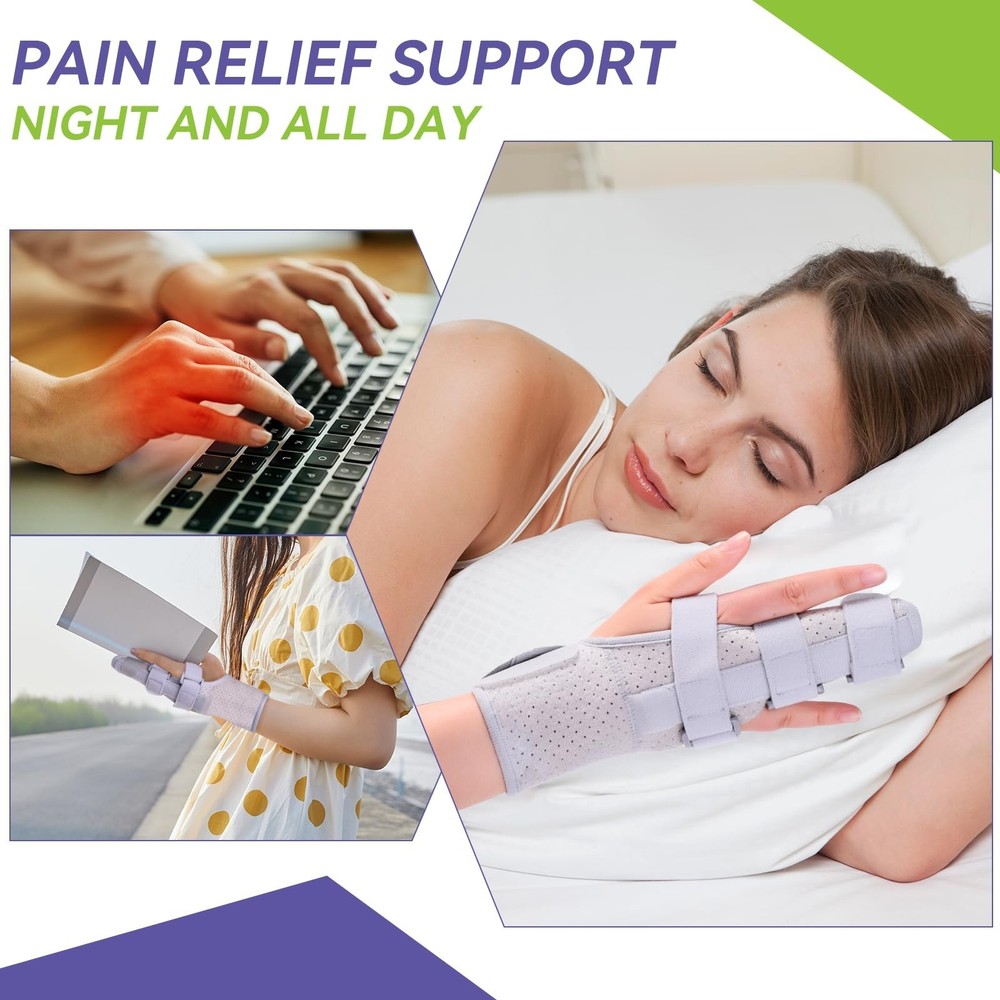 Trigger Double Finger Splint Brace Joint Stabilizer, Middle Hand Brace with B...
