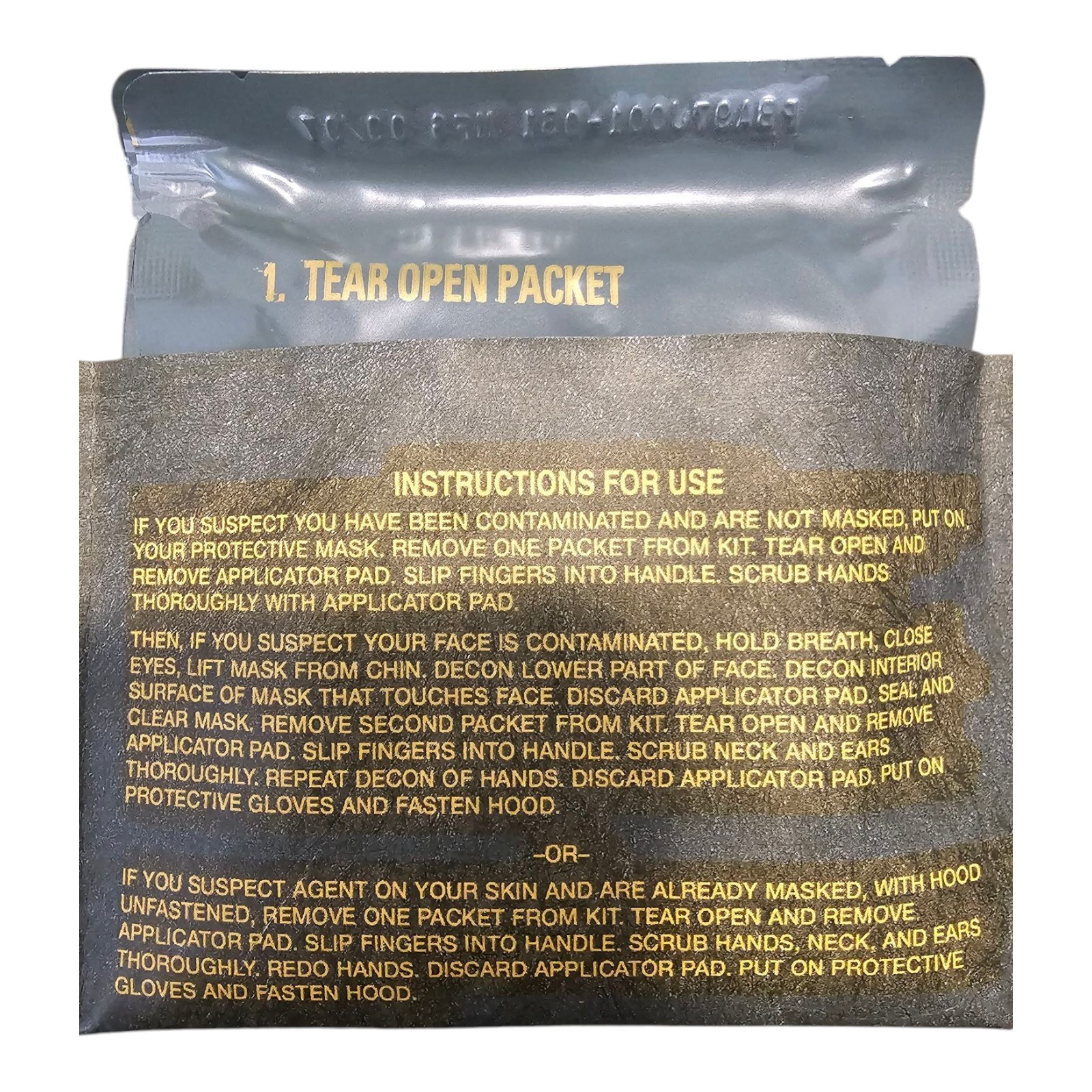 12 Wipes - M291 Decontamination Chemical Kit Wipes Gas Mask