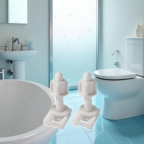 2 Pcs White Universal Plastic Toilet Seat Hinge Bolts, Screws Standard,