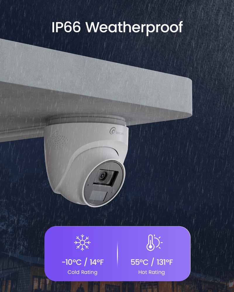 Loocam 4K 8CH PoE Security Camera System 2TB, Two-Way Audio, Smart AI Detection