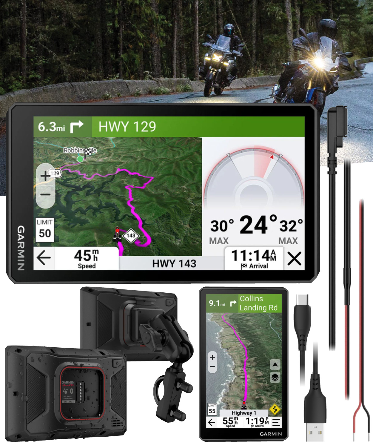 Garmin Zumo XT3 Rugged Motorcycle GPS Navigator 6'' Display