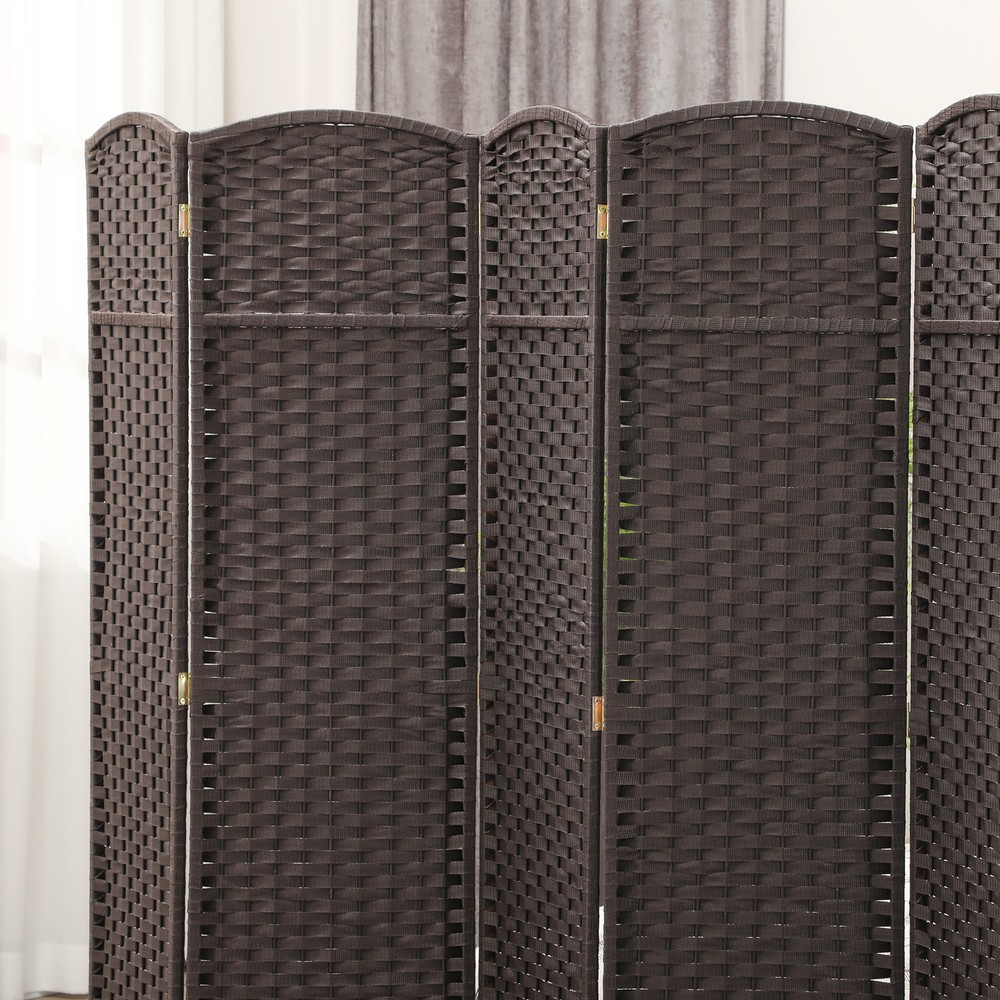 8 Panel Room Divider Freestanding Folding Privacy Screen Brown