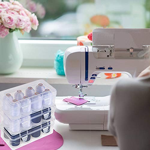 1000m Polyester Embroidery Machine Thread - 8 Spools Snow White + Storage Box