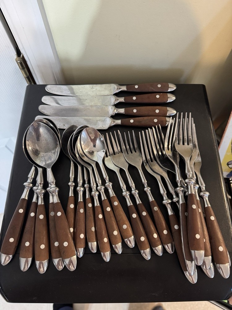 Wood grain Brown 25pcs Flatware