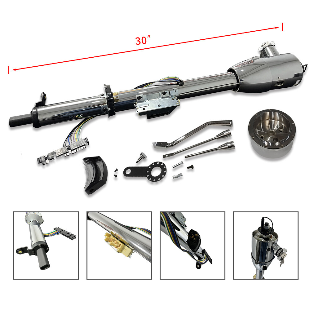 30" Steering Column Automatic & 14" Trinity Steering Wheel & Smooth Horn Button