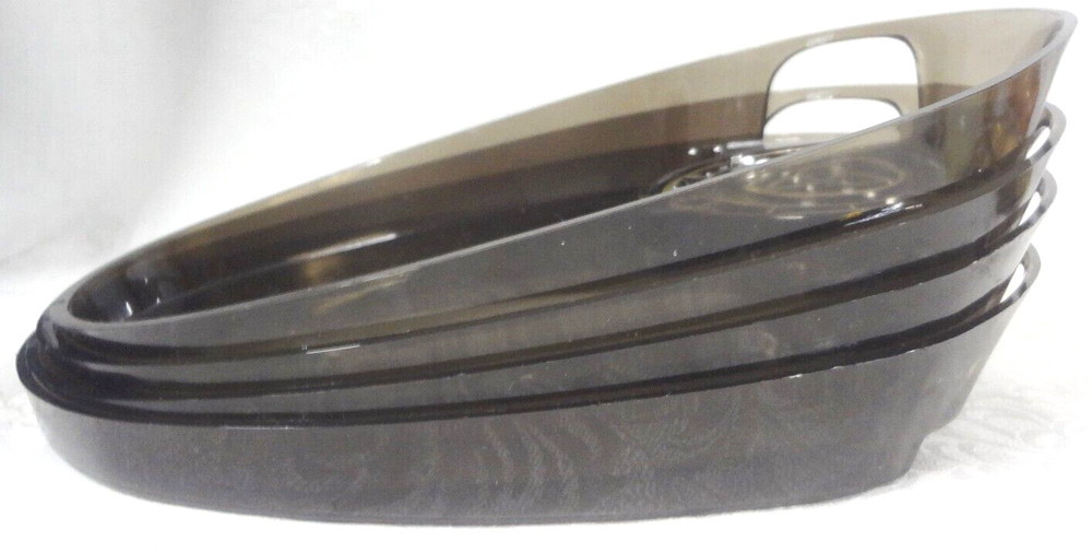 SET/4 - Classic 1968 ATOMIC design SMOKE PLASTIC snack 8" TRAYS & COASTERS