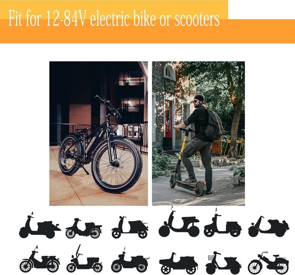 Universal E-Bike Throttle Grip with LCD Voltage Display - 12V-84V Compatibility