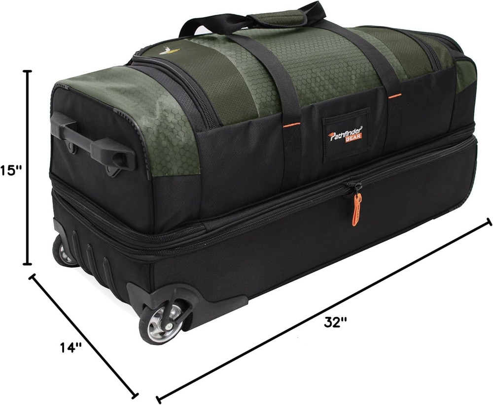 Gear 32 Inch Rolling Drop Bottom Duffel, Olive, One Size