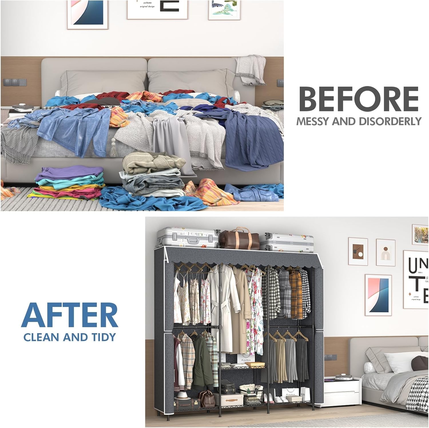 Garment Rack Hanging Rack Heavy Duty ClothesRack Adjustable Closet Organizer