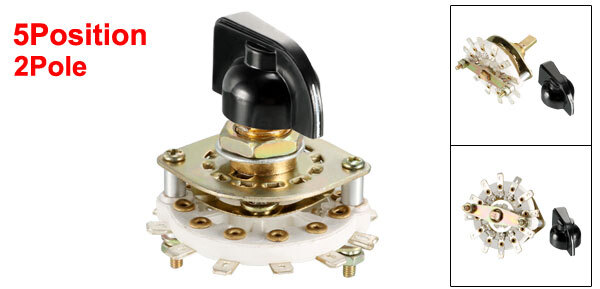 2P5T 2 Pole 5 Position 1 Deck Band Channel Rotary Switch Selector with Knob