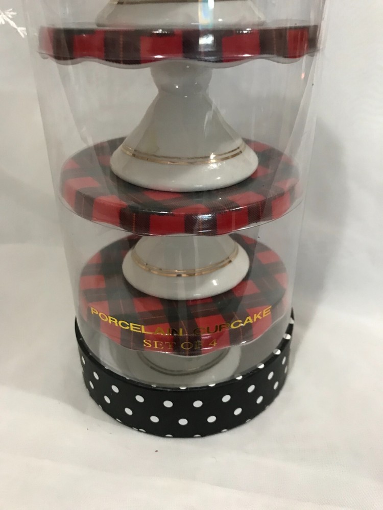 Grace's Teaware Red Plaid Cupcake Stands