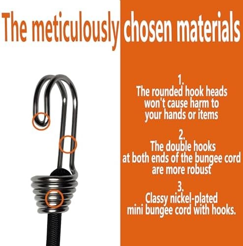 Mini bungee cords set 16 pack assorted sizes for outdoor use