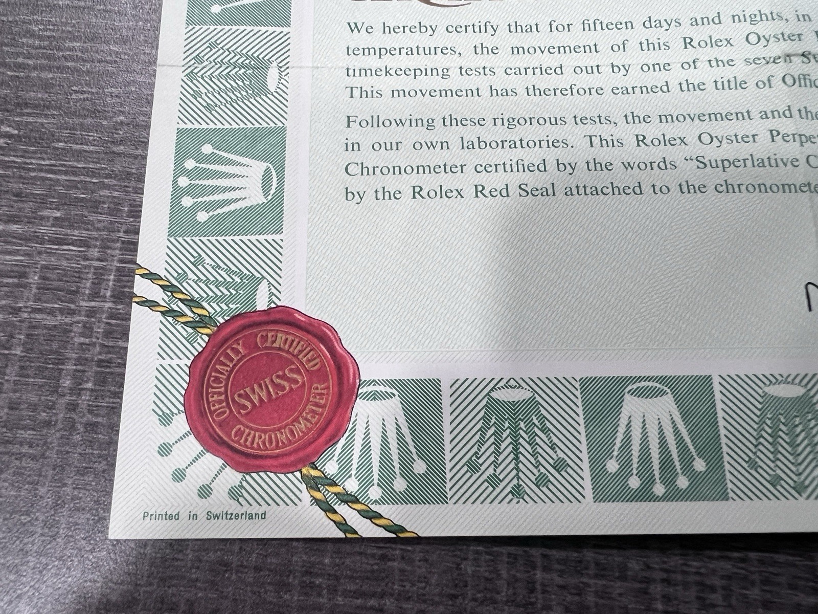 Rolex Official Watermark Certification Guarantee Blank 570.03.300 Warranty 1970s