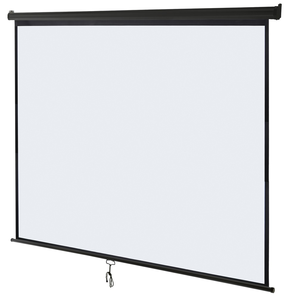 84" Manual Pull Down Auto-Lock Projector Projection Screen Black Frame 1:1 Ratio