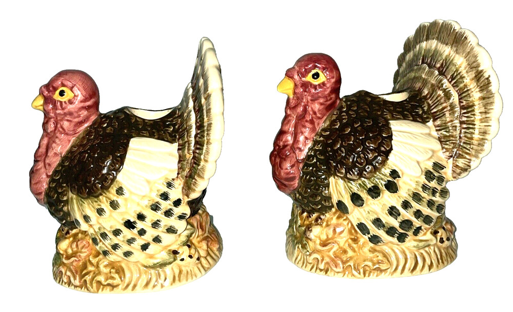 Pfaltzgraff Turkey Candle Holders  Set Fall Decor 5" X 4"