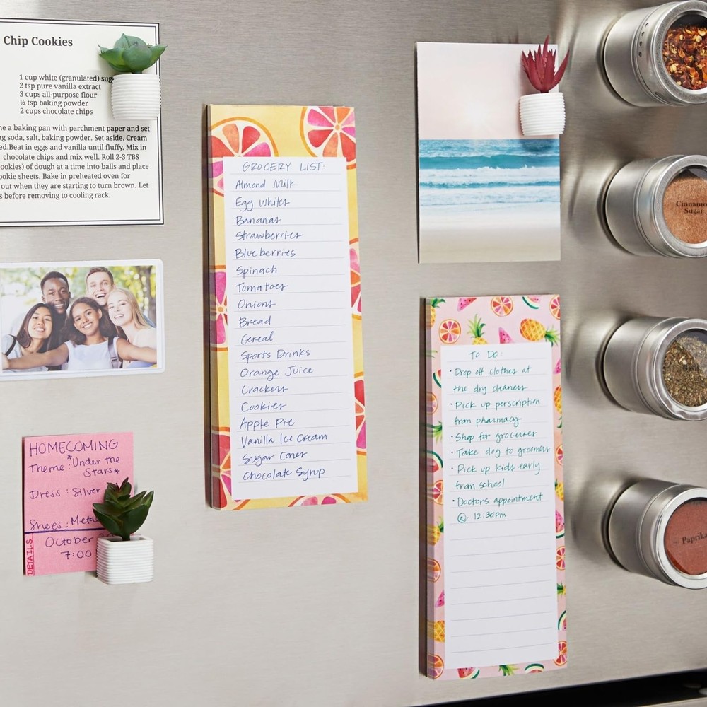 Magnetic Shopping List Pad For Refrigeor, 6 Pads 60 Sheets, Fruit Theme