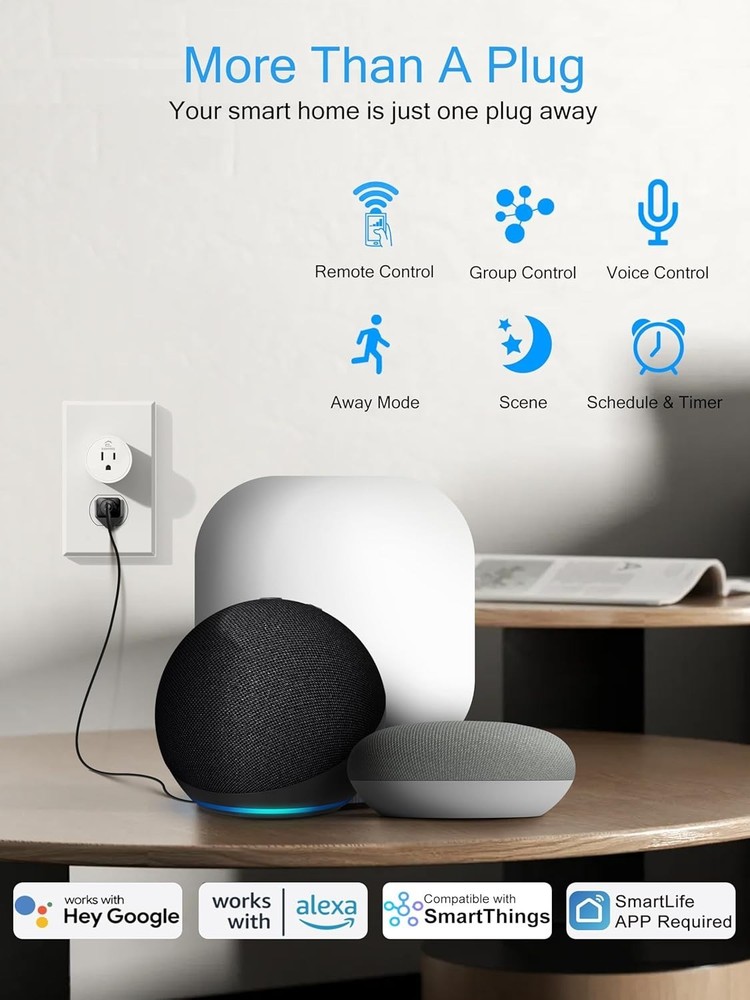 Indoor Smart Plug 2025: 15A Voice-Activated Outlet for Efficient Power Use