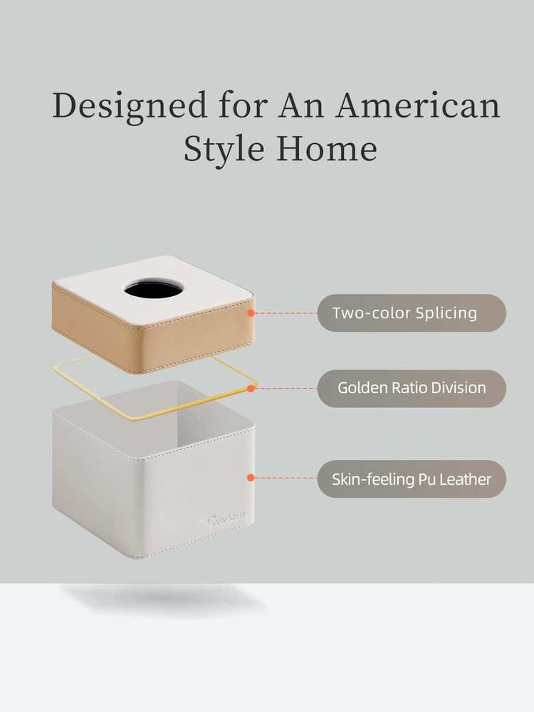 Cloudever Tissue Holder Cover Square Modern Pu Leather Decorative Tissue Cube