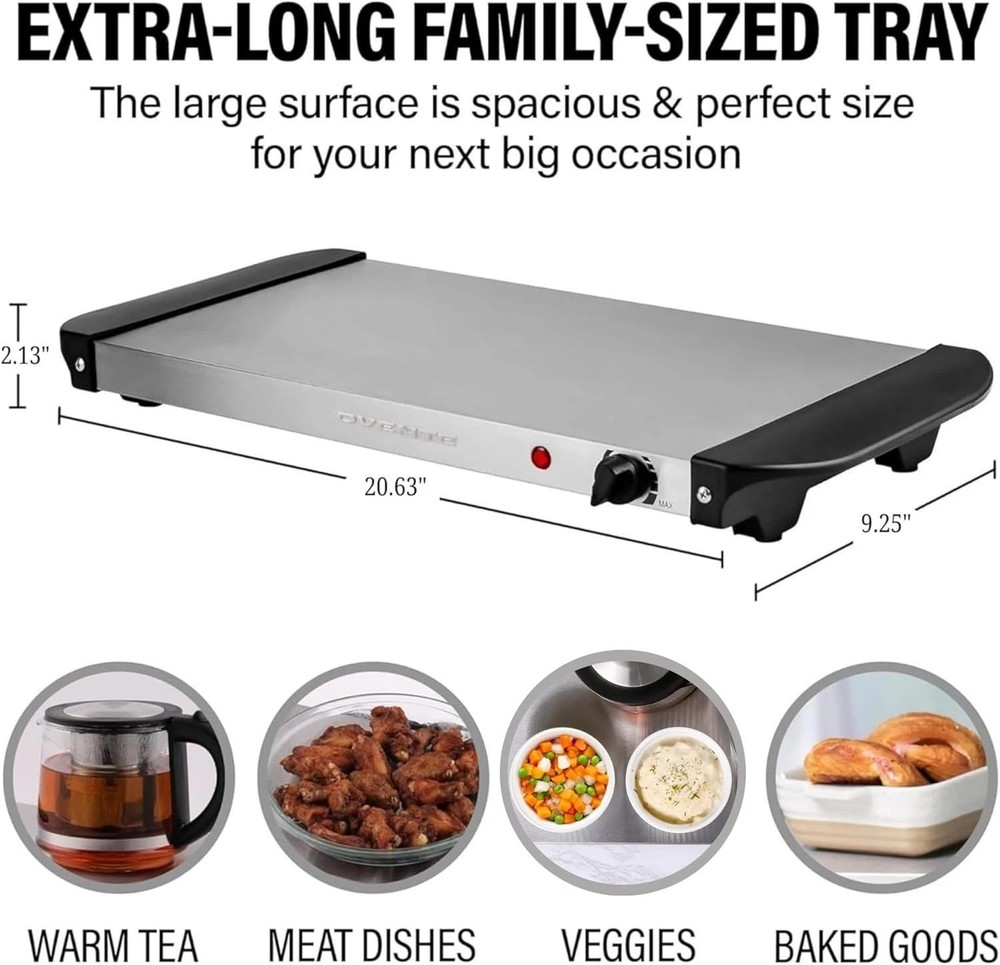 Elegant Electric Warming Tray – Adjustable Temperature Control & Compact Design