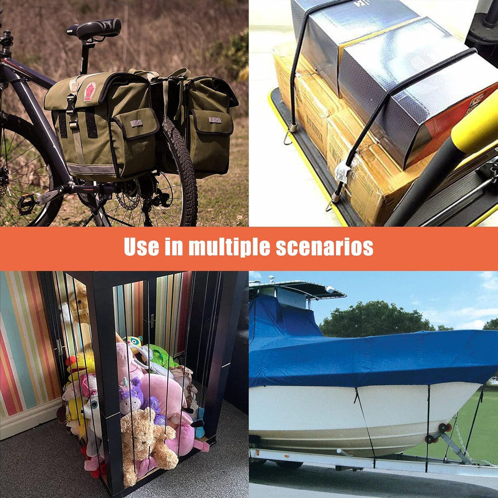 Heavy Duty Bungee Cords with Hooks, Assorted Sizes for Bikes, Camping, Carrying