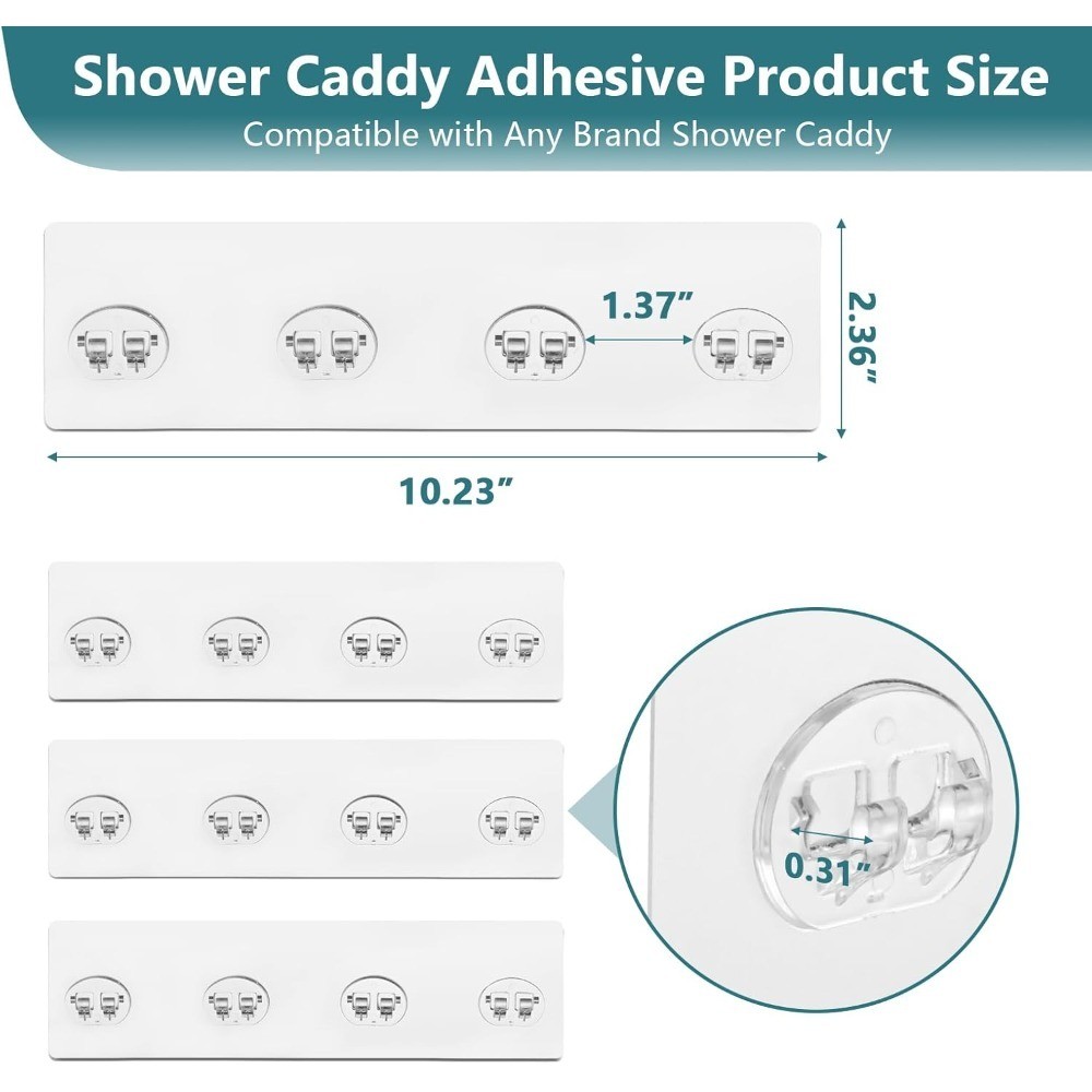 4 Pack Adhesive Replacement, Strong Shower Shelf Hooks for Corner