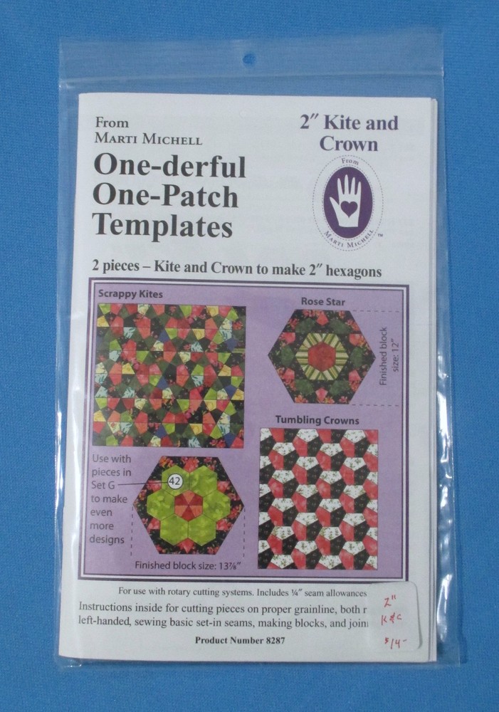 Marti Michell One-derful One-Patch Acrylic Templates Set / 2" Kite and Crown