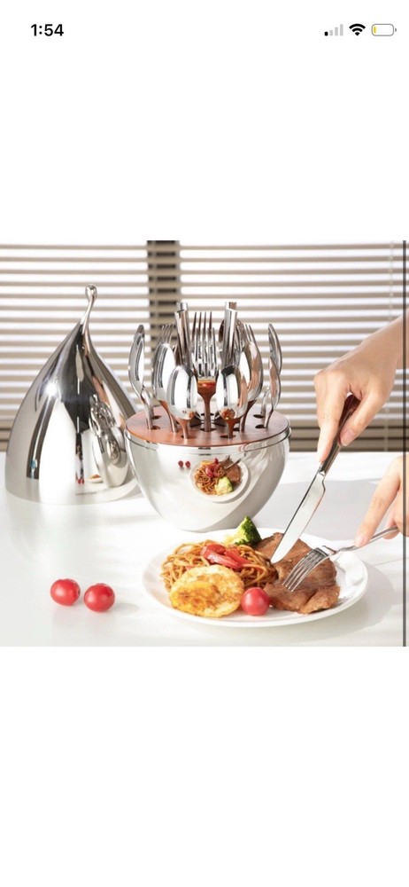 Silverware Set with Waterdrop Storage Organizer, Luxury 20 Piece Flatware Set