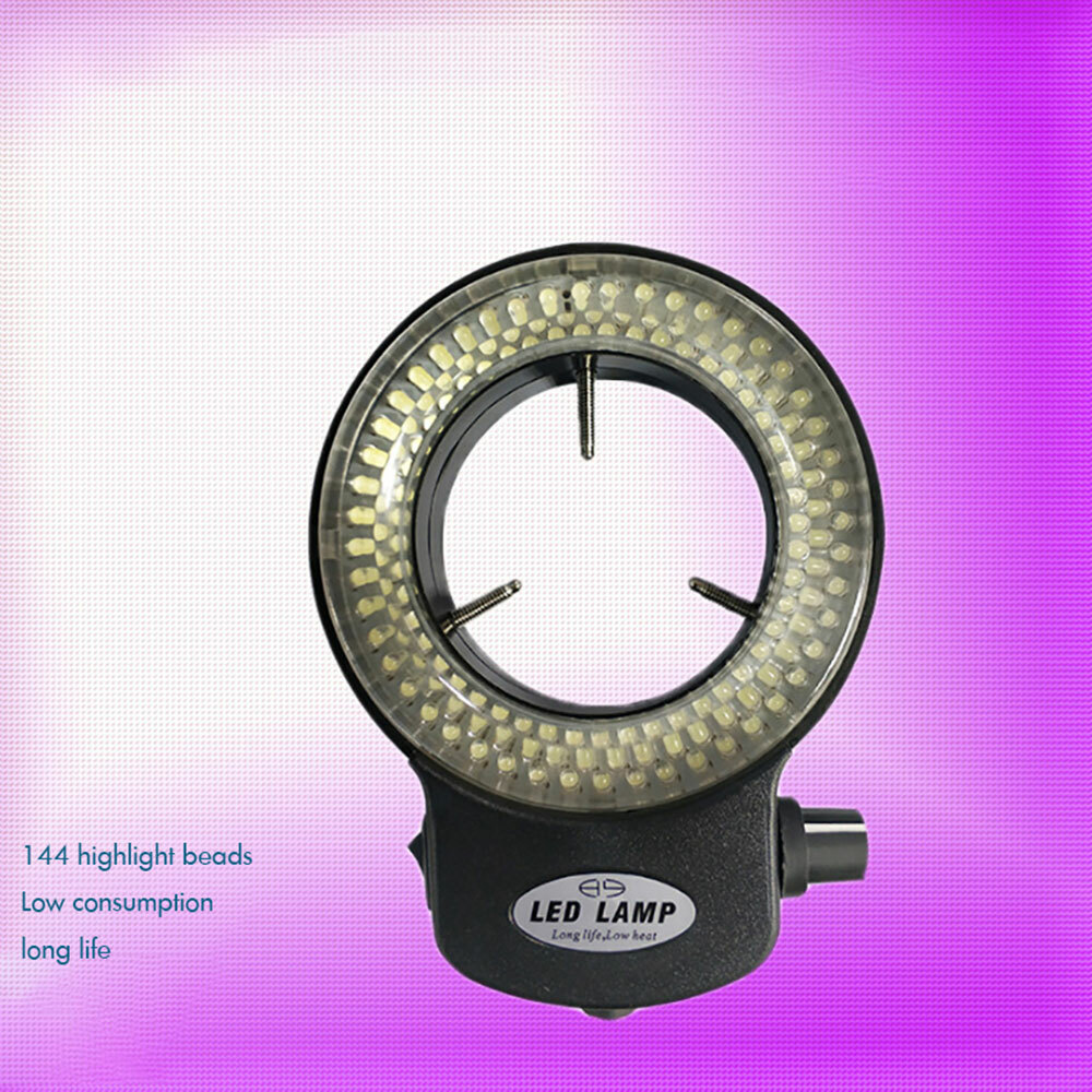 High Brightness 144 LED Bulbs Microscope Ring Light Illuminator Lamp US Plug