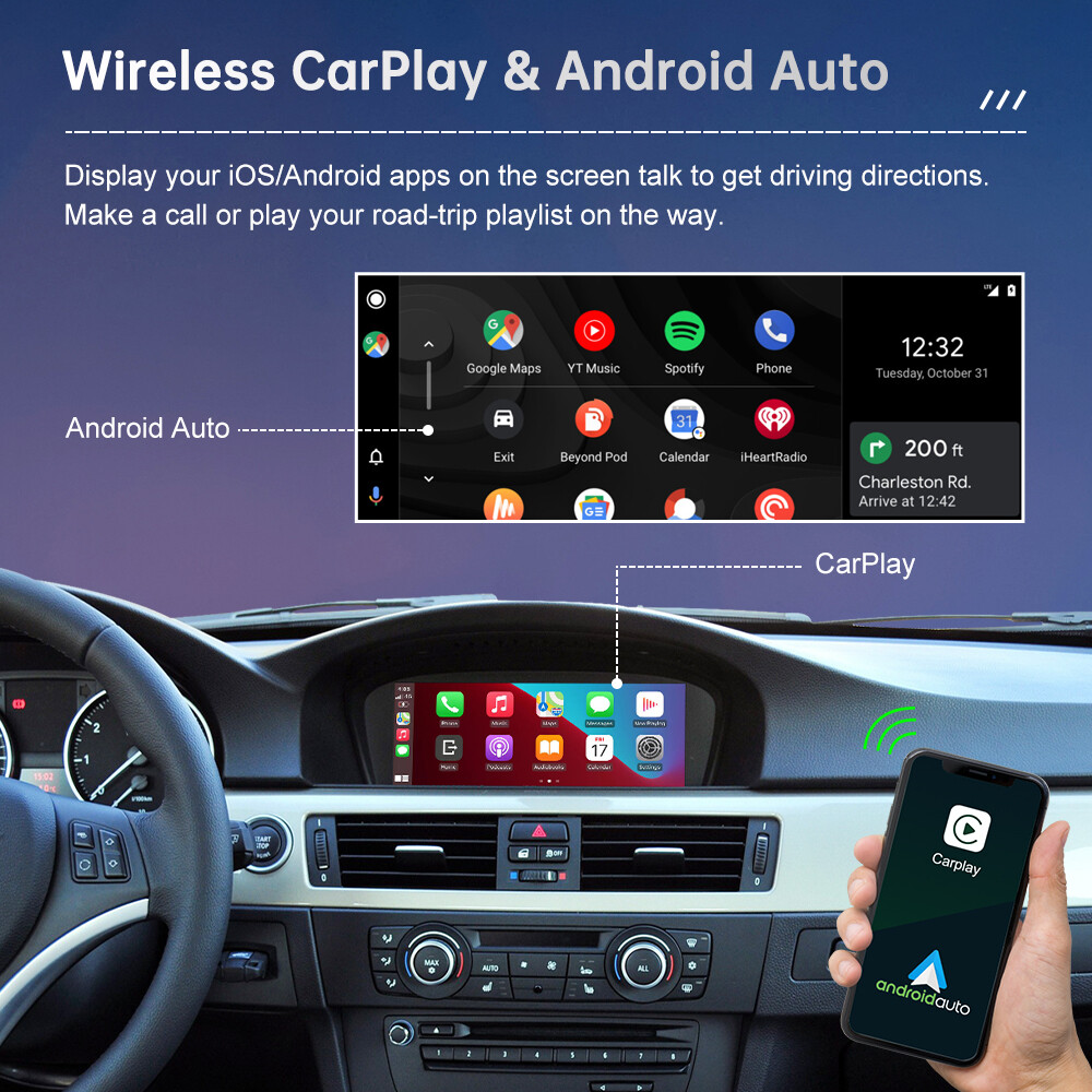 Wireless CarPlay Android Auto Kit For BMW 3 Series E90 E91 E92 E93 2008-2013 CIC