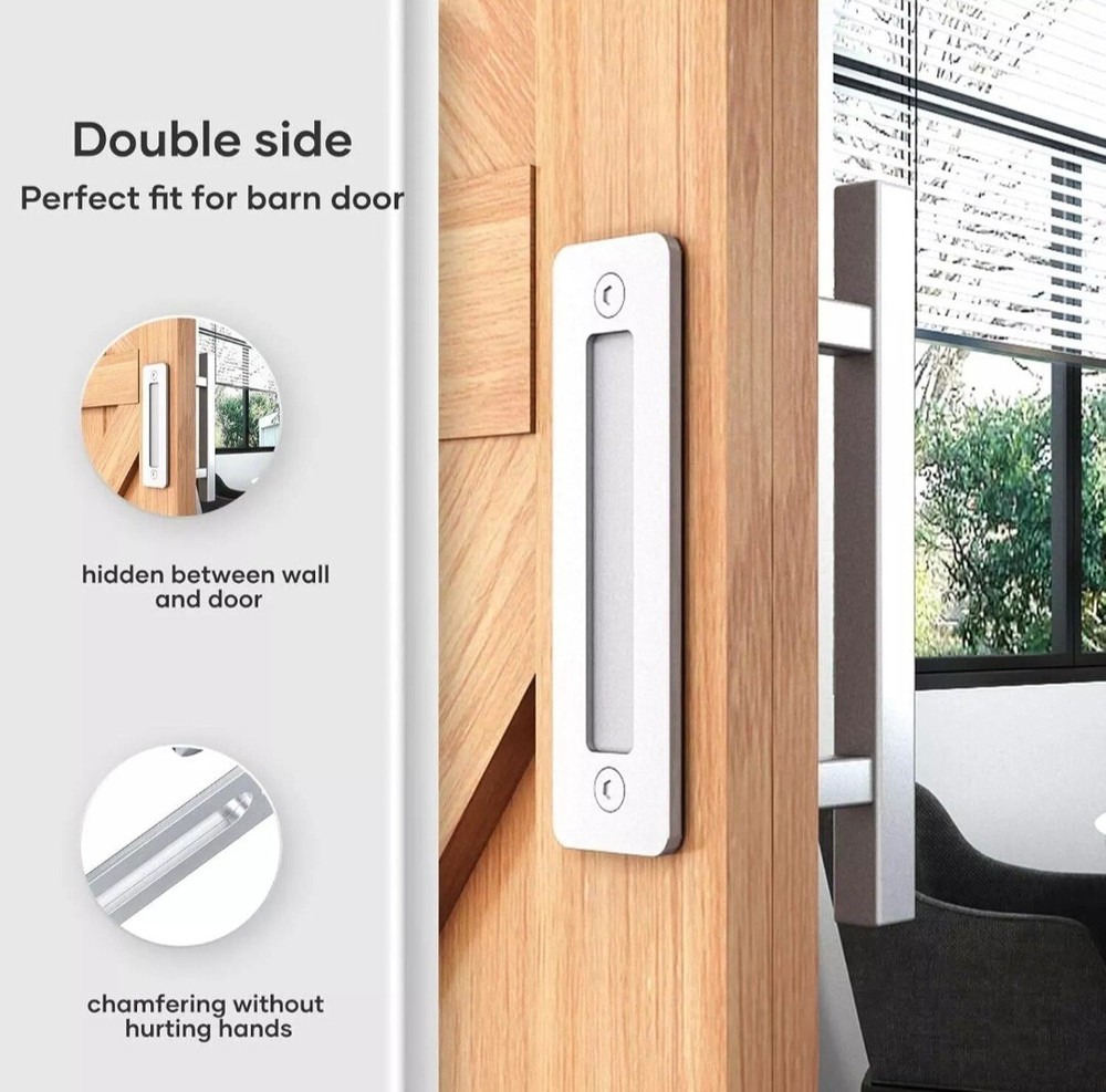 12" Stainless Steel Sliding Barn Door Pull Handle with Flush Hardware Set