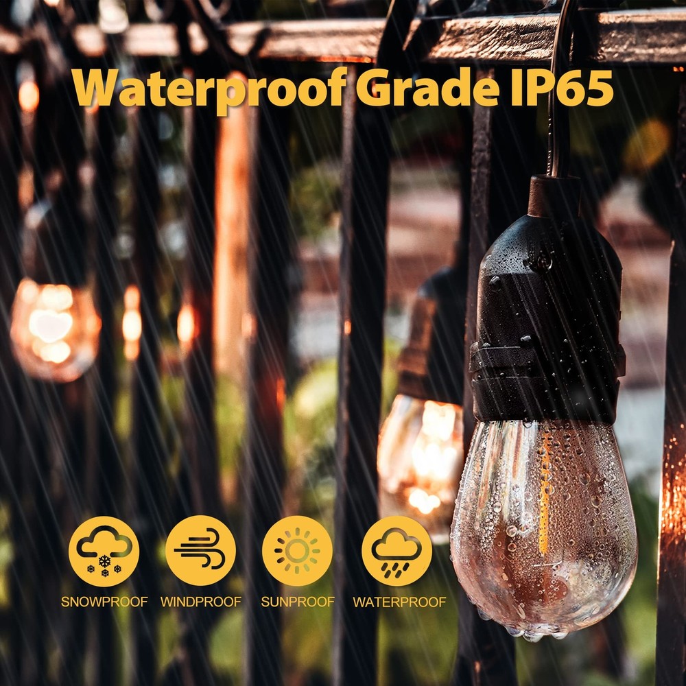 Solar String Lights - 48 Ft LED Outdoor String Lights - Shatterproof, Waterproof