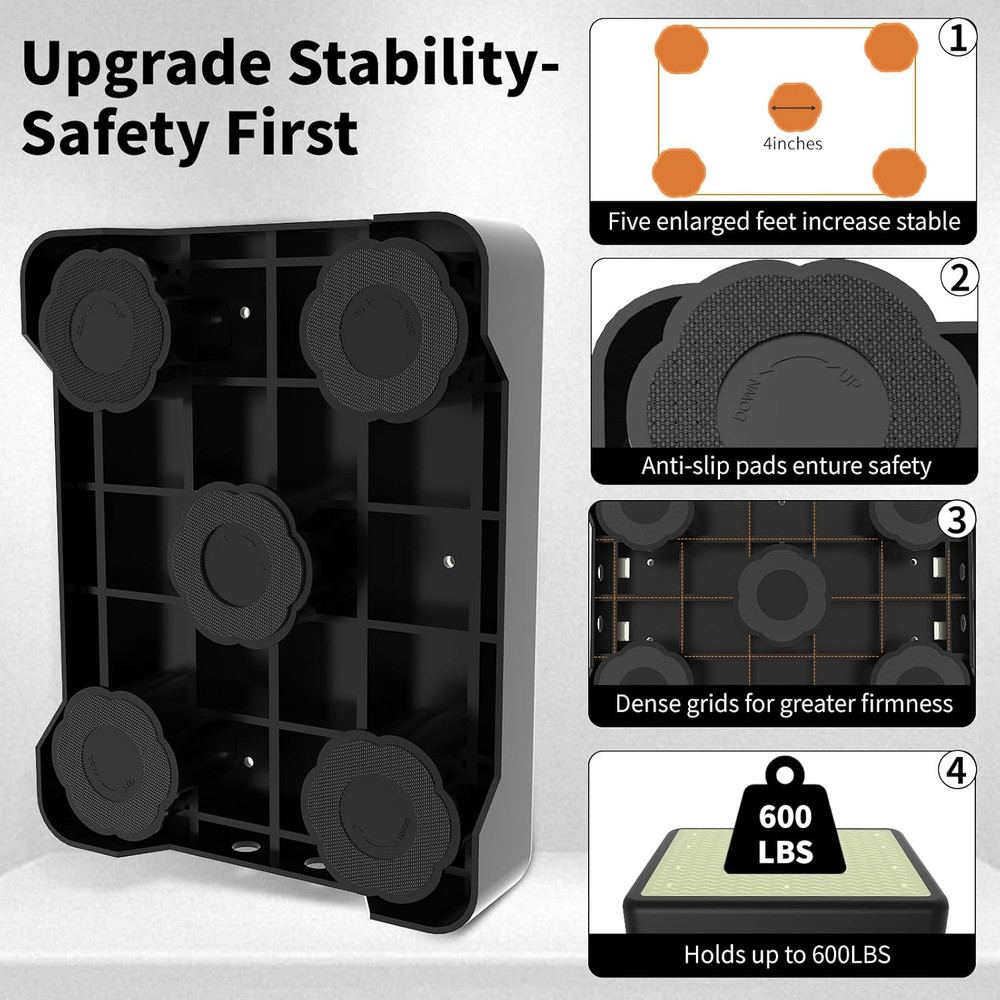 Adjustable Step Stool for Adults, Noctilucent Bed Step Stools, 600 LBS Capacity