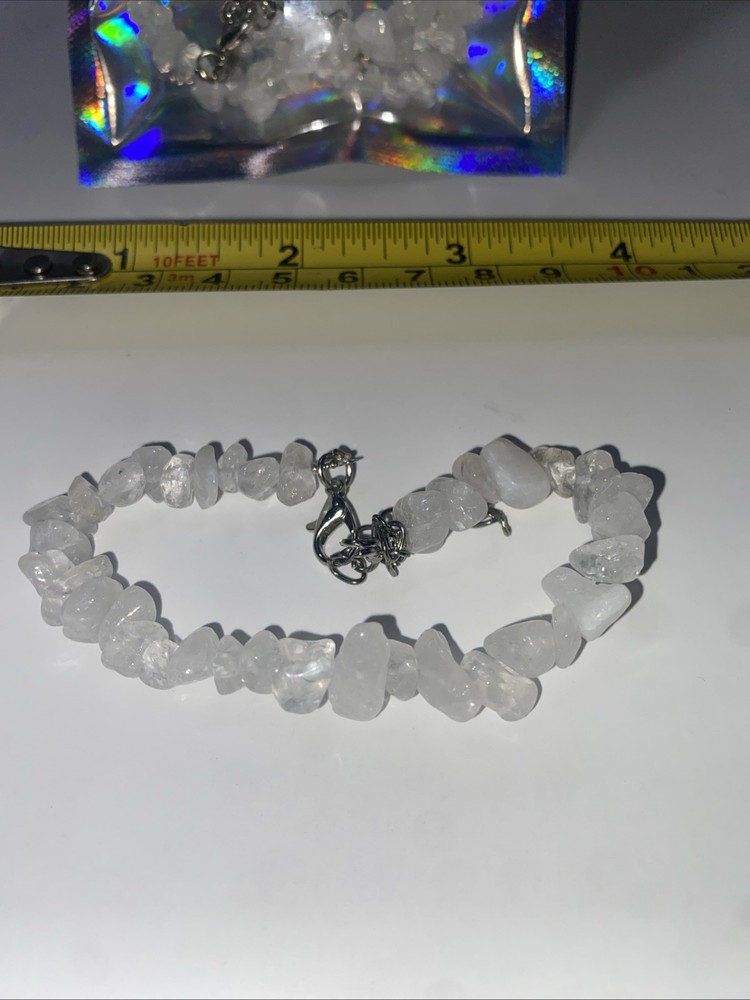 Clear Quartz Gemstone Bracelet Handmade With Locking Clasp