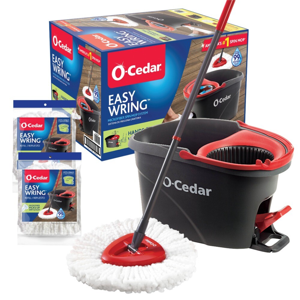EasyWring™ Spin Mop & Bucket System + 3 Extra Mop Head Replacements