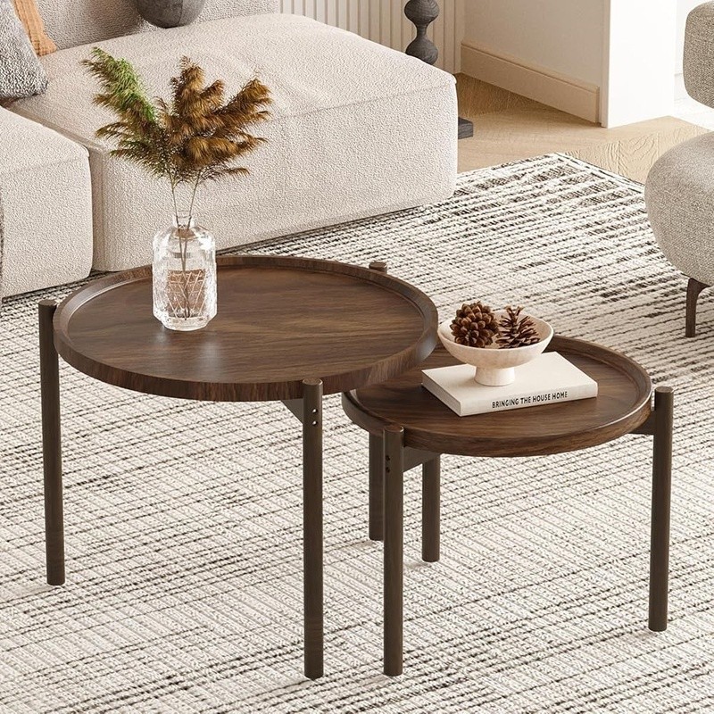 Nesting Coffee Tables Set of 2 Space Saving Modern End Tables Easy Assembly New