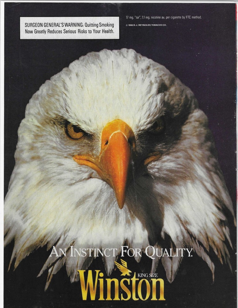 AN INSTINCT FOR QUALITY.  WINSTON CIGARETTES ORIGINAL PRINT AD