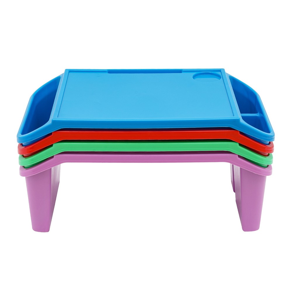 Kids Lap Desk, Portable Activity Tray with Side Storage, Stackable Plastic Desk