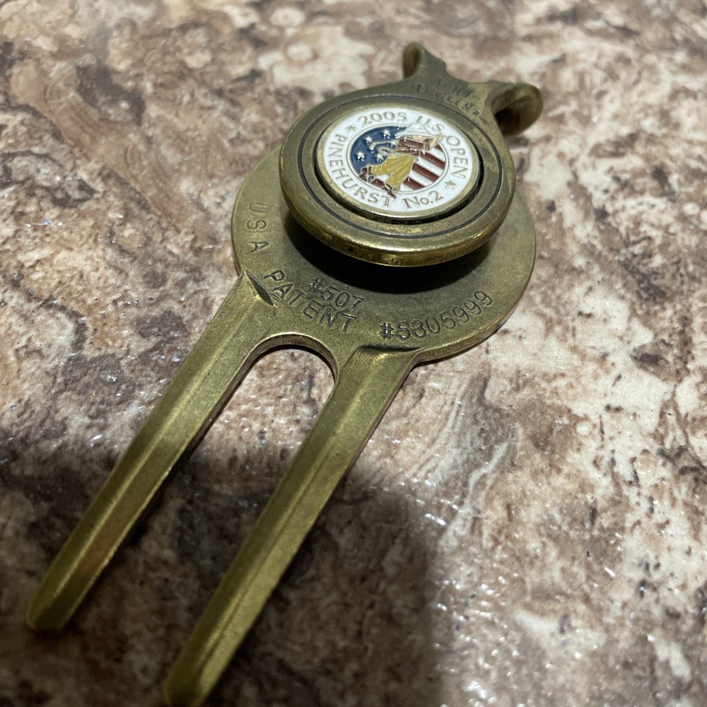 Rare 2005 US Open Pinehurst #2 Golf Ball Marker Divot Tool Belt Clip Solid Brass