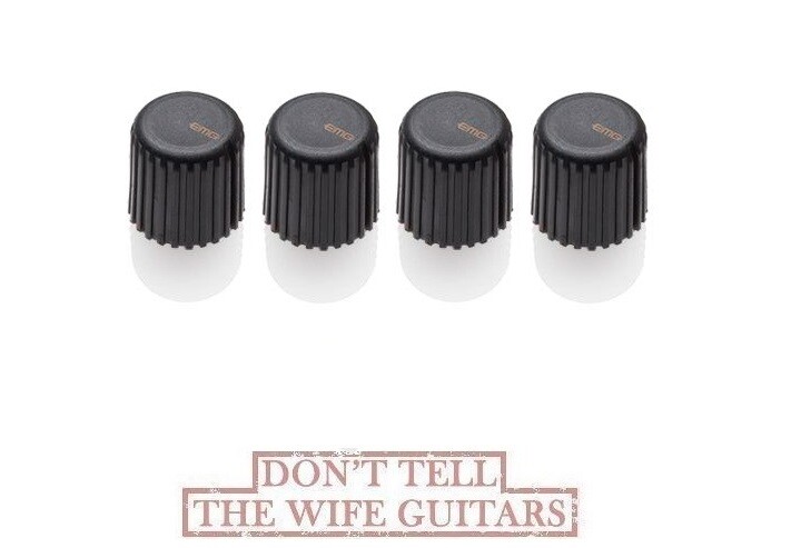 4 EMG Black BV Knobs Plastic Guitar/Bass Pot Knobs USA Made w/ Allen Screw