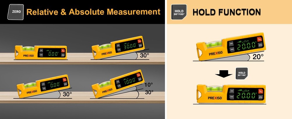 PREXISO Digital Level & Digital Protractor 7''Angle Finder 0-90° & 0-180° Range