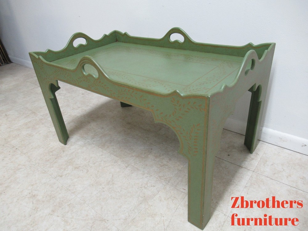 Niermann Weeks Paint Decorated Parson Tray Top Serving Coffee Table