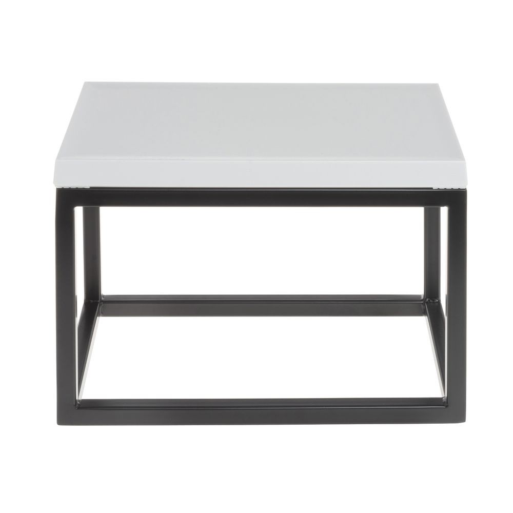 HUBERT  Black Small Rectangular Riser With White Top- 7"H
