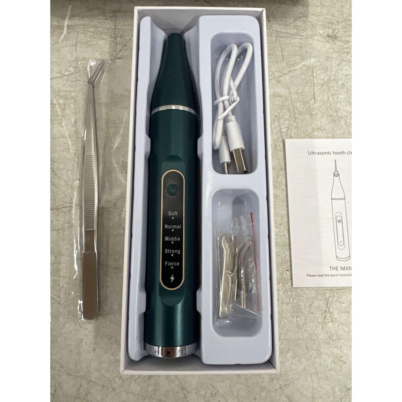 Ultrasonic Tooth Cleaner Tartar Plaque Remover Electric Dental Whiten Kit Green