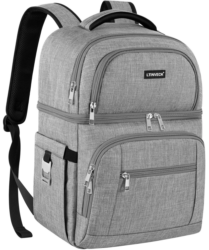 Cooler Backpack,Insulated Backpack Leakproof Double Deck Grey