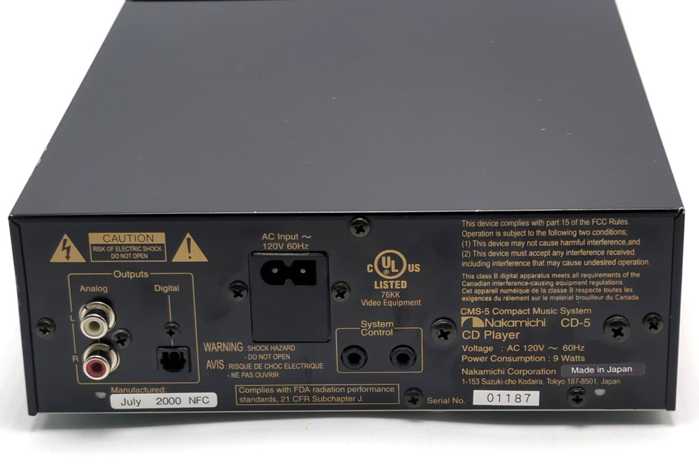 Nakamichi CD Player model CD-5 **Read Description**