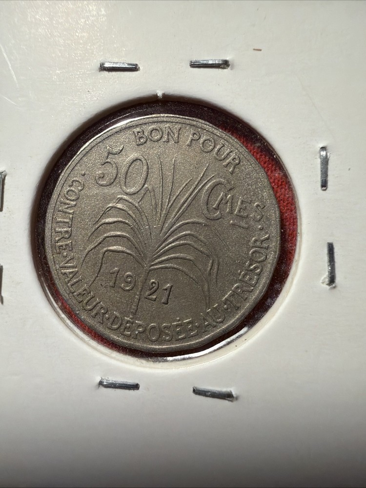 1921 Guadeloupe 50 Centimes UNC